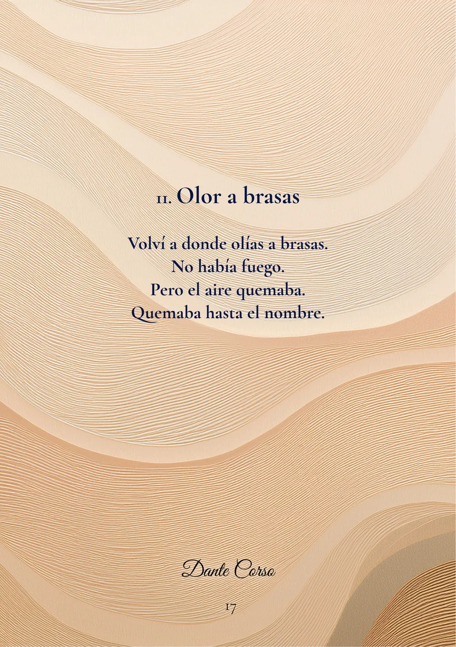 Poetry book interior page layout, Olor a brasas