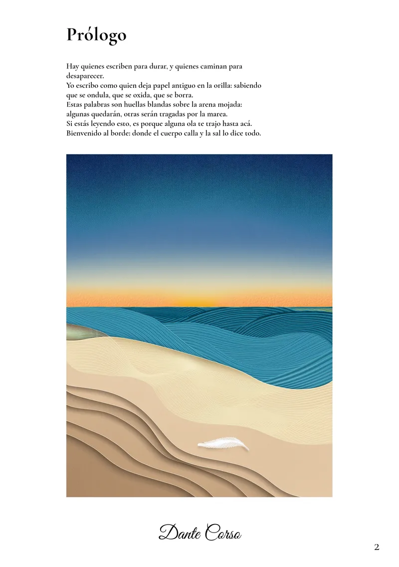 Illustrated interior page layout, Prólogo