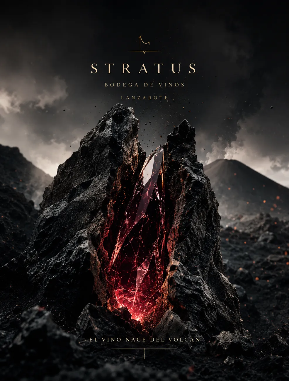 Brand key visual, STRATUS Lanzarote winery, volcanic crystal