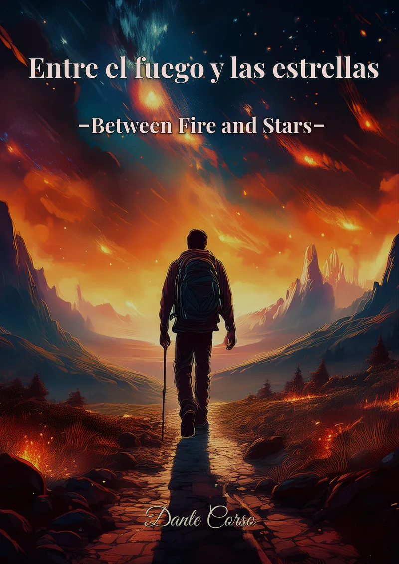 Book cover design for Entre el fuego y las estrellas