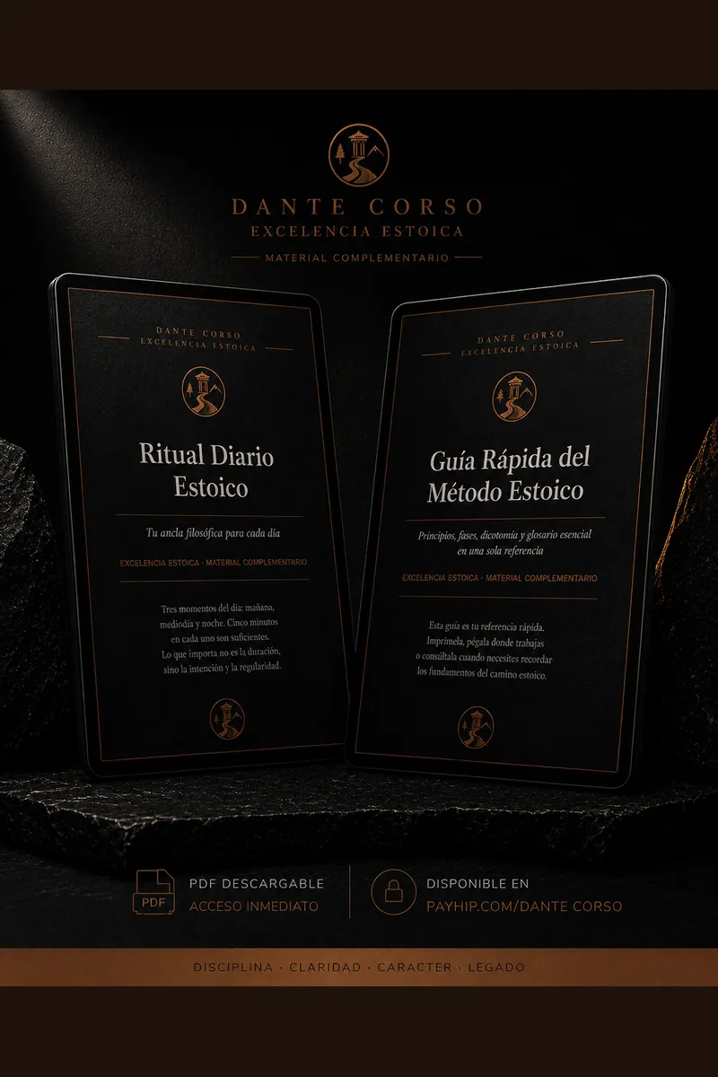 Mockup of two downloadable PDFs, Dante Corso, Stoic Excellence