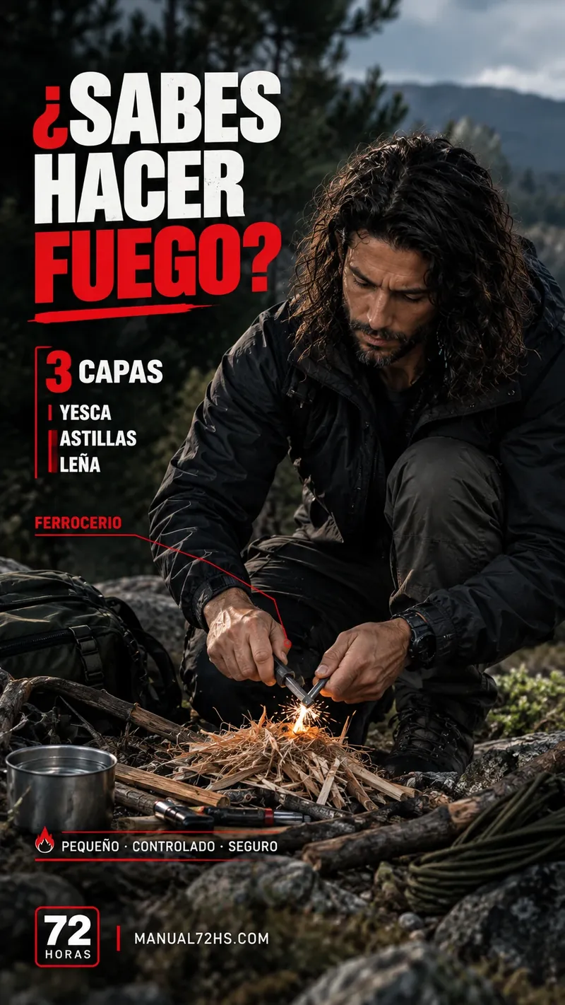 Story educativa para Instagram, cómo hacer fuego con ferrocerio en tres capas, 72 Horas